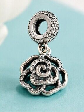 Pandora Silver Shimmering Rose Dangle Charm
